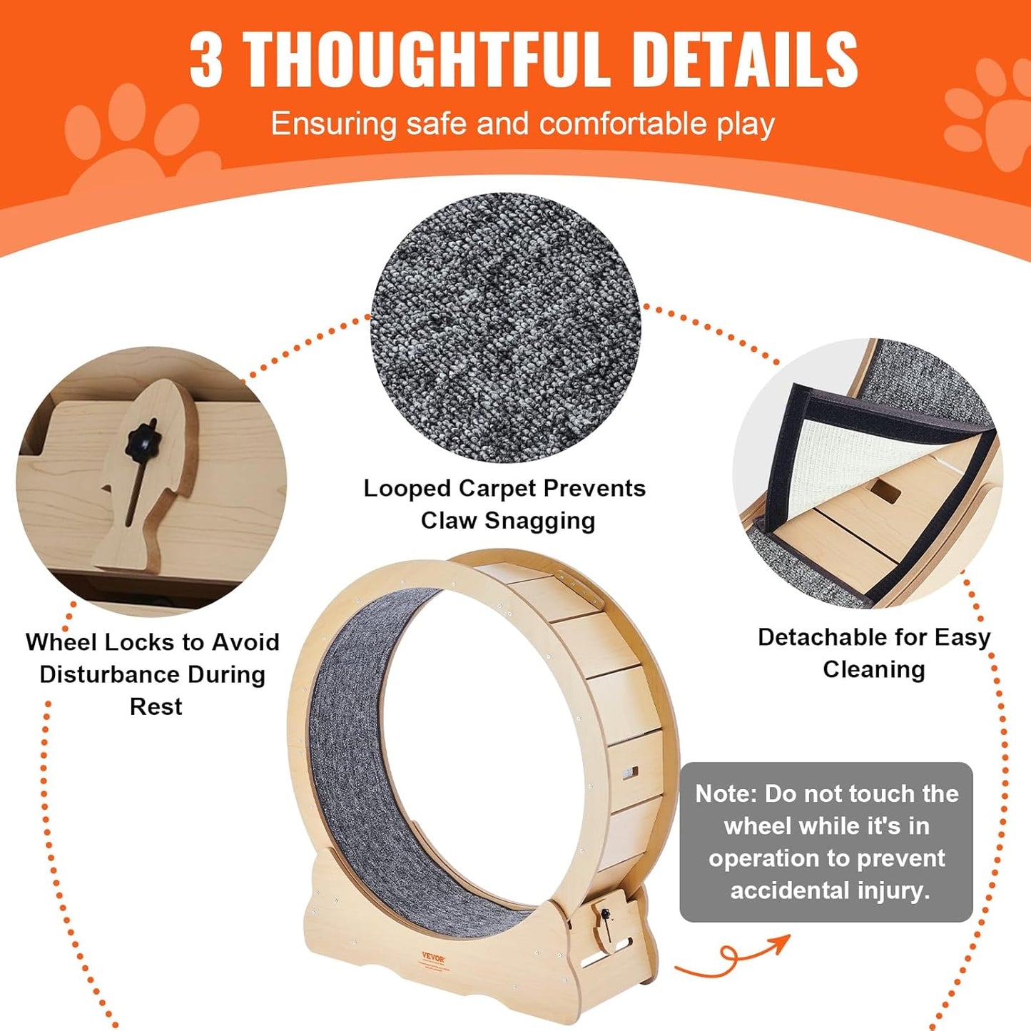 52" Cat Exercise Wheel – Large Indoor Running Wheel with Detachable Carpet