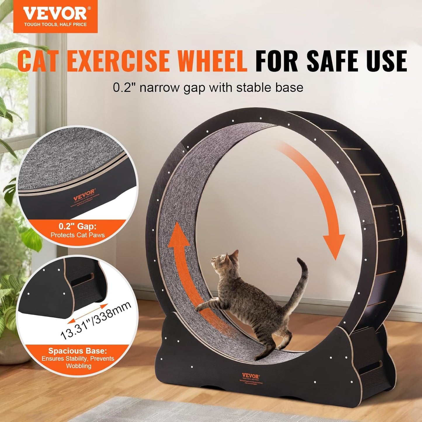 52" Cat Exercise Wheel – Large Indoor Running Wheel with Detachable Carpet