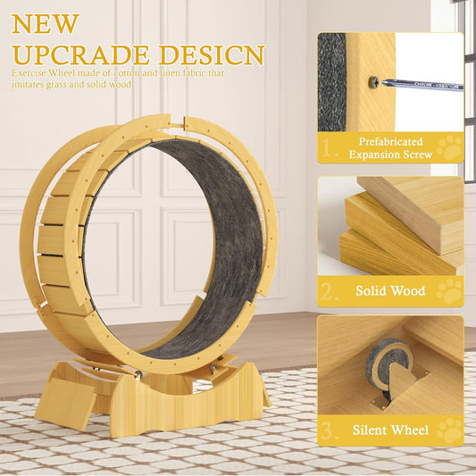 45" Cat Exercise Wheel – Quiet Indoor Running Wheel for Active & Healthy Cats