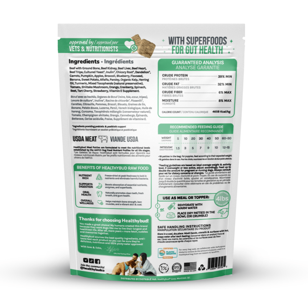 Beef Meal Patties – Gut-Friendly Freeze-Dried Dog Food